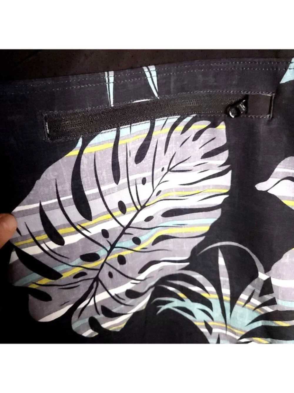 Speedo Mens Black Tropical Leaf Print Swim Trunks XXL
